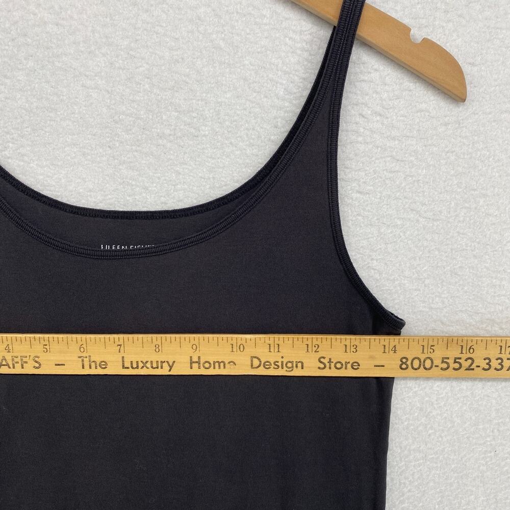 EILEEN FISHER Tank Top M Organic Cotton Ribbed Jersey Cami Slim Scoop Neck Black - Picture 8 of 10